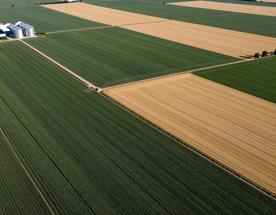 Aerial view of agricultural fields