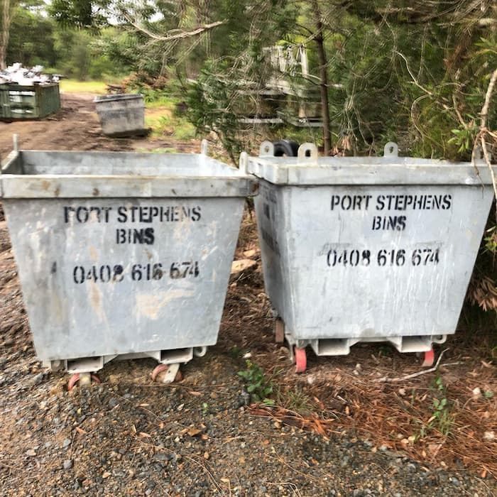 Two Unpainted Bins - Skip Bin Hire in Stockton, NSW