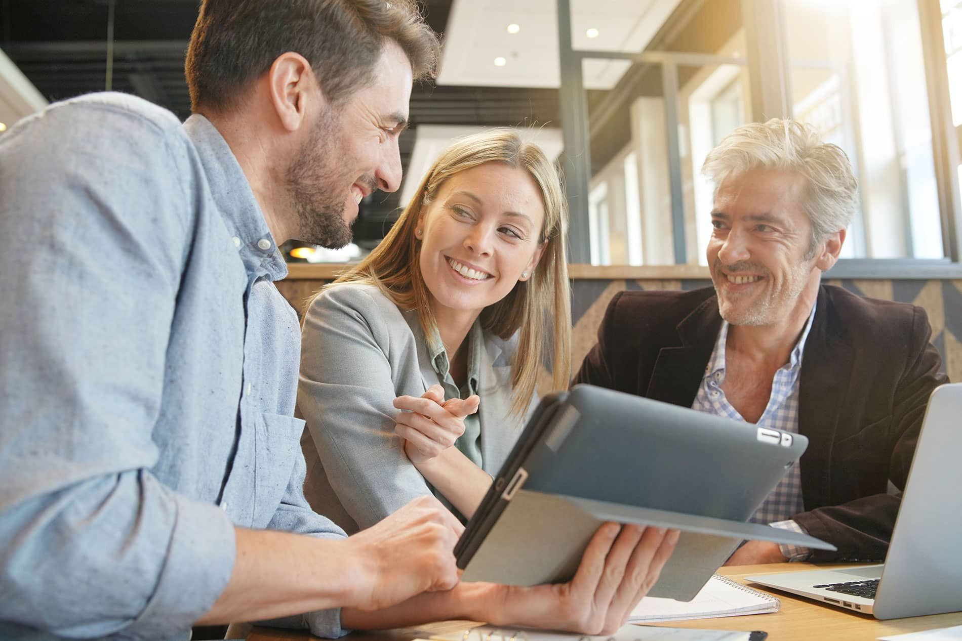 Team of professionals discussing over new business project