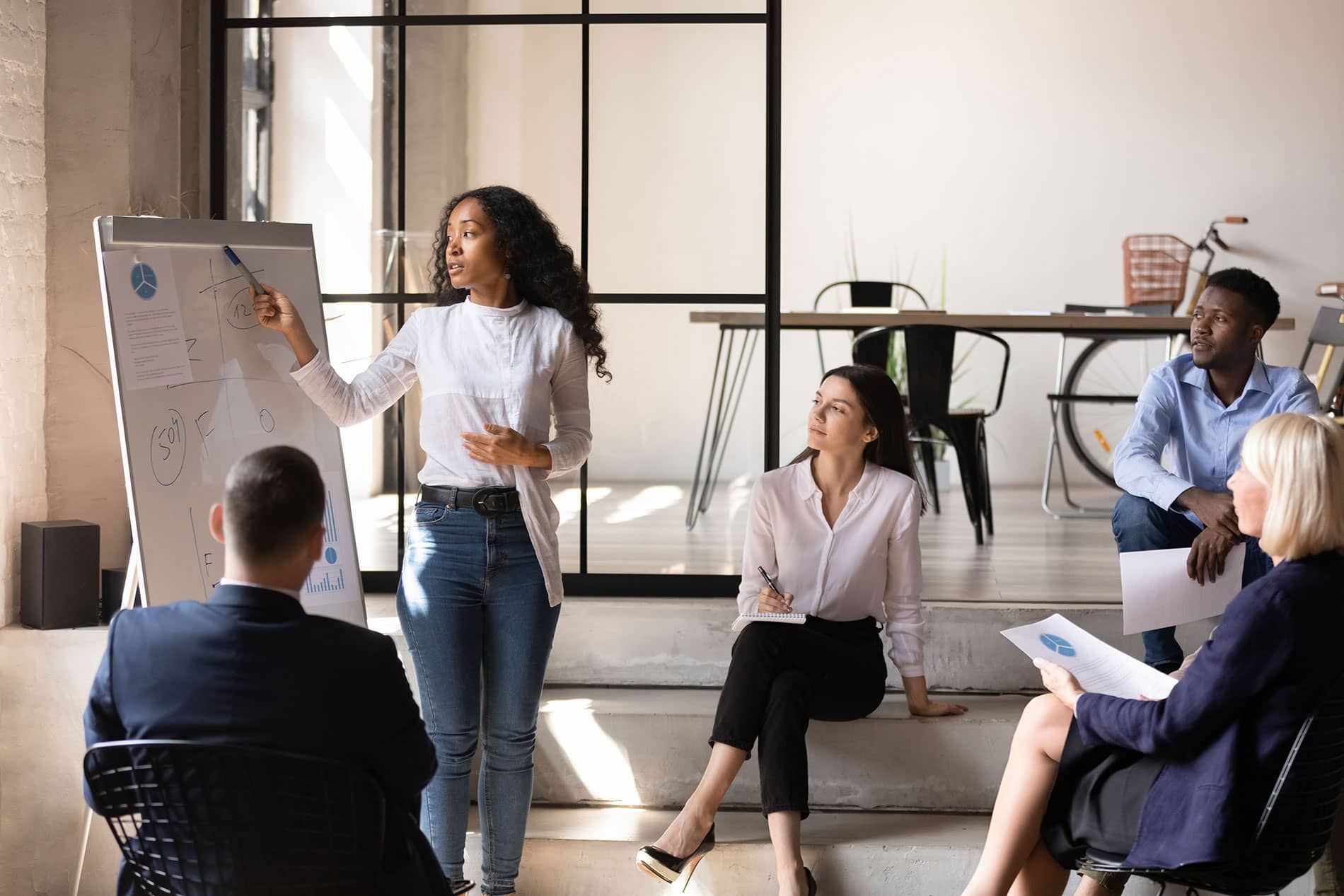 Imaginative visual of business people and financial firms staff . Concept of human resources , enterprise resource planning ERP and digital technology.