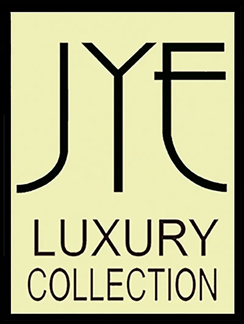 Logo for JYE Luxury Collection, black text on a light yellow background, including the letters JYE.