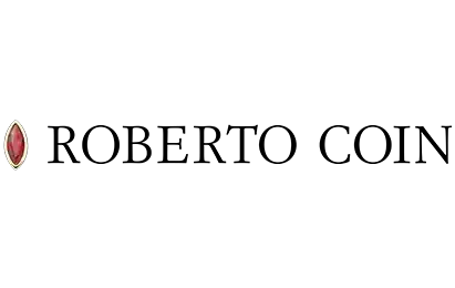 Roberto Coin logo: Text with a small red gemstone on the left.