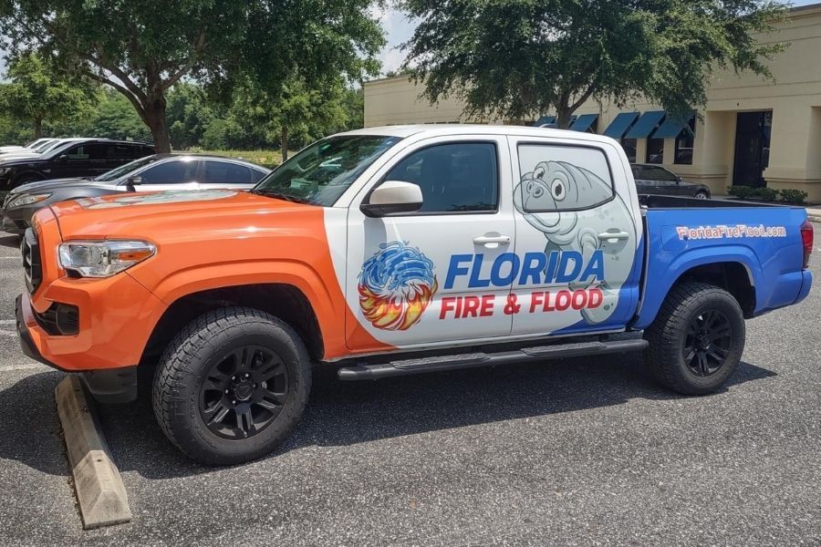Florida Fire and Flood response truck ready for emergency water damage calls across Central Florida