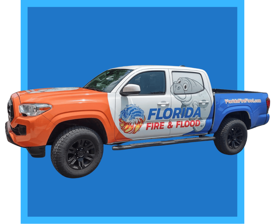 Florida Fire Flood company truck in Leesburg, FL, providing water damage restoration services.