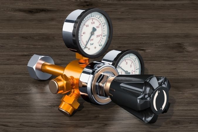 Water pressure regulator valve installed on a home's main water line
