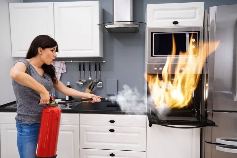 Holiday kitchen cooking with multiple dishes