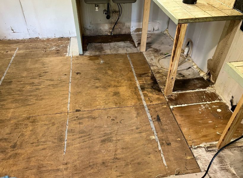 appliances, cabinets and flooring removed