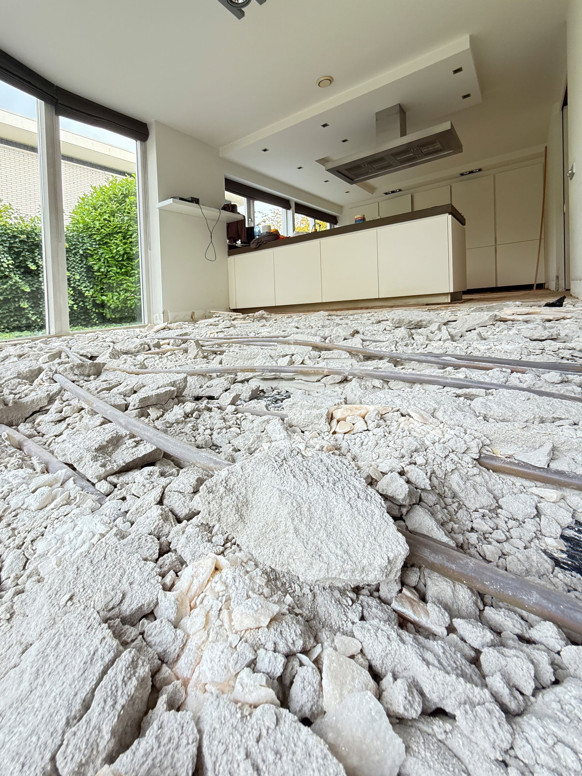 Interior kitchen demolition in progress