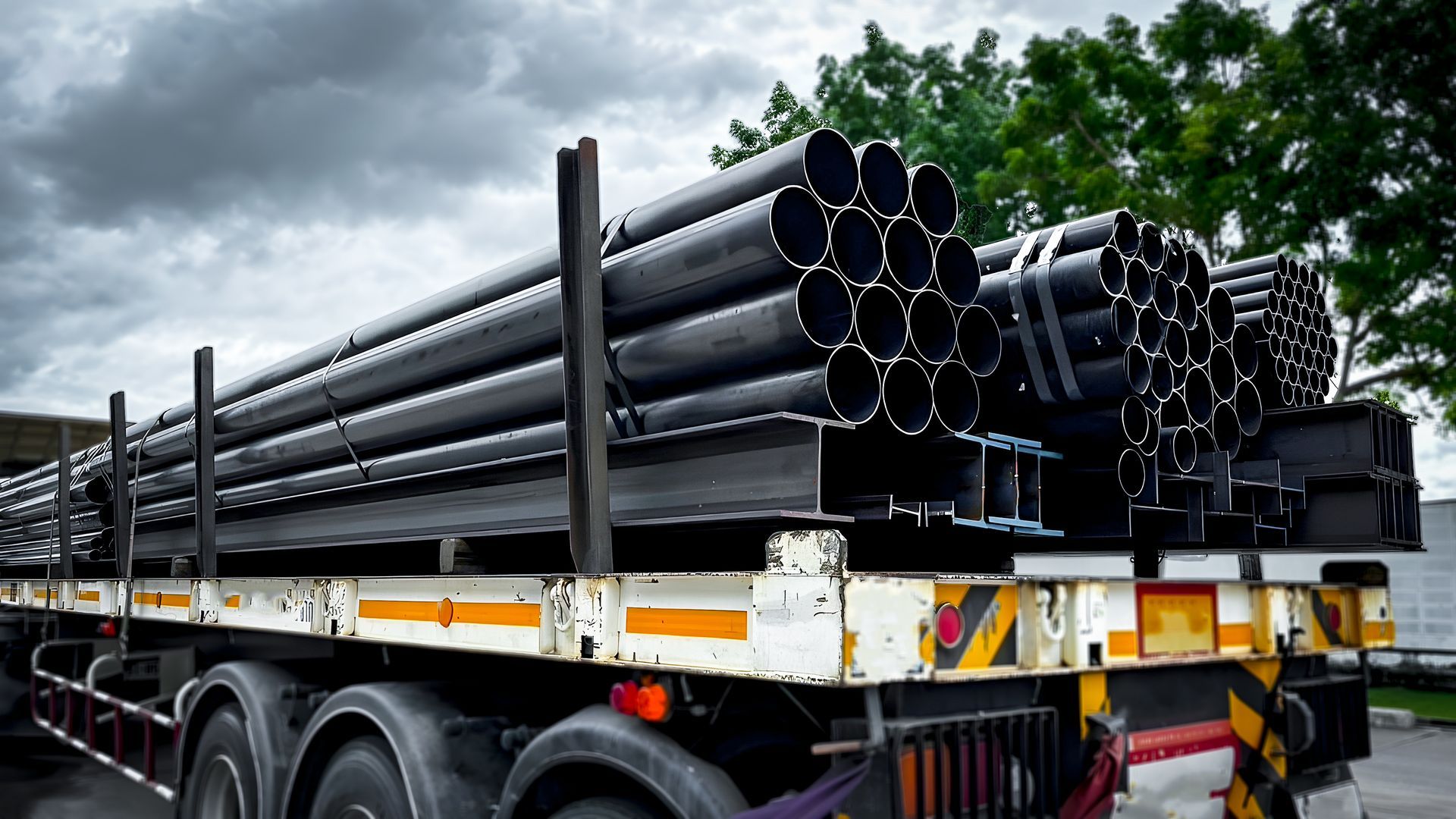 Material truck at a job site