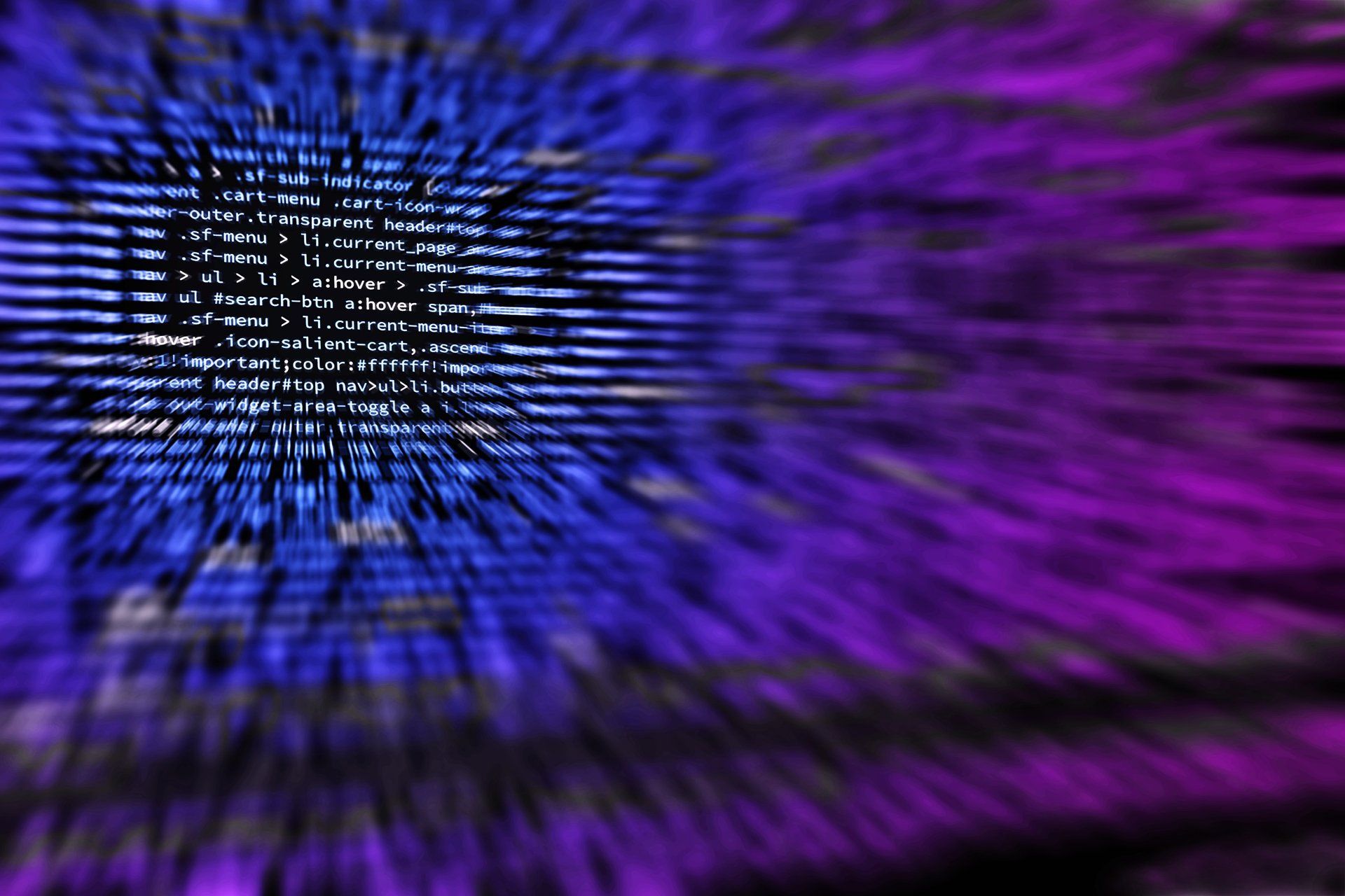 Abstract purple and blue motion blur with bright white text in the center