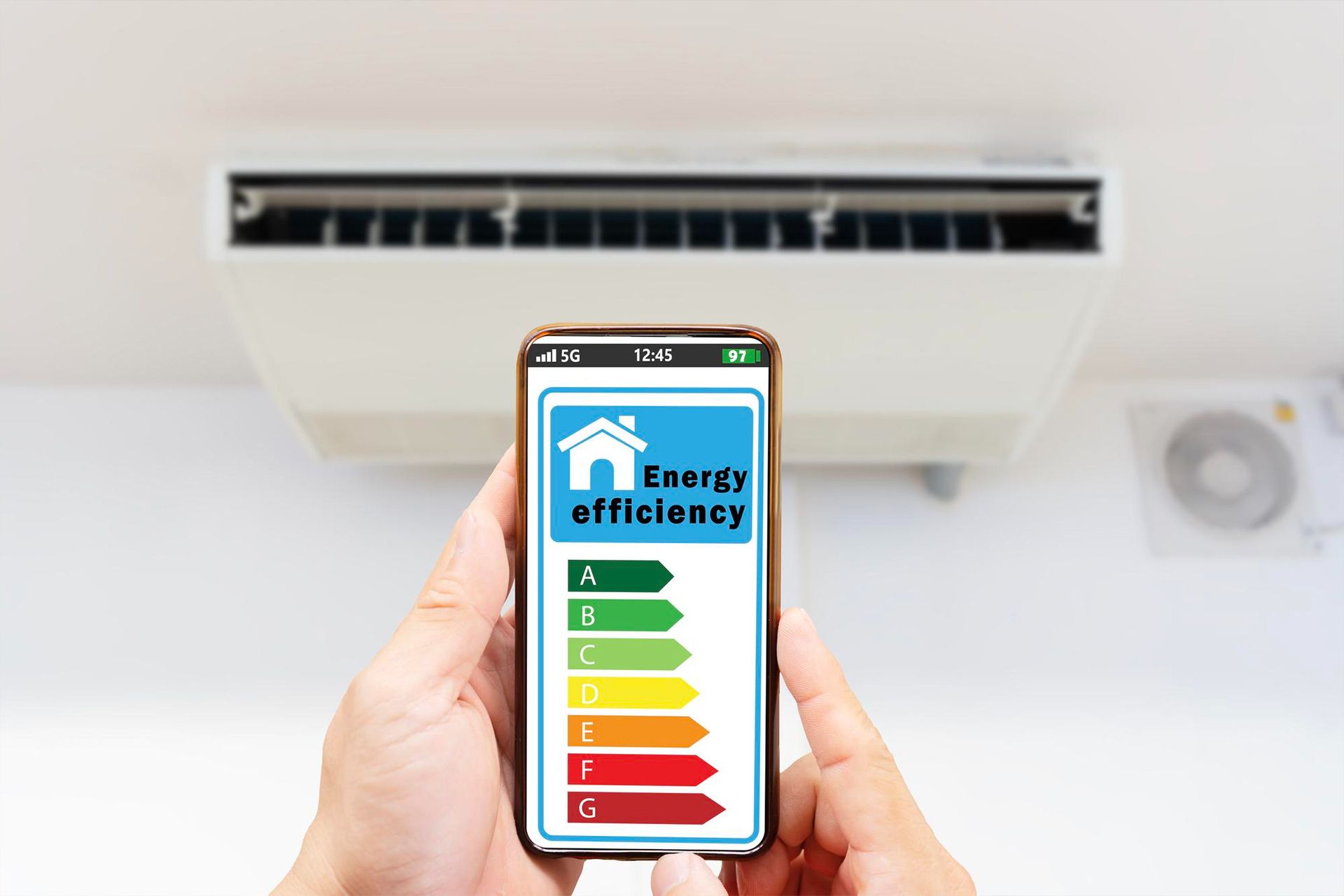 Technician improving residential HVAC energy efficiency