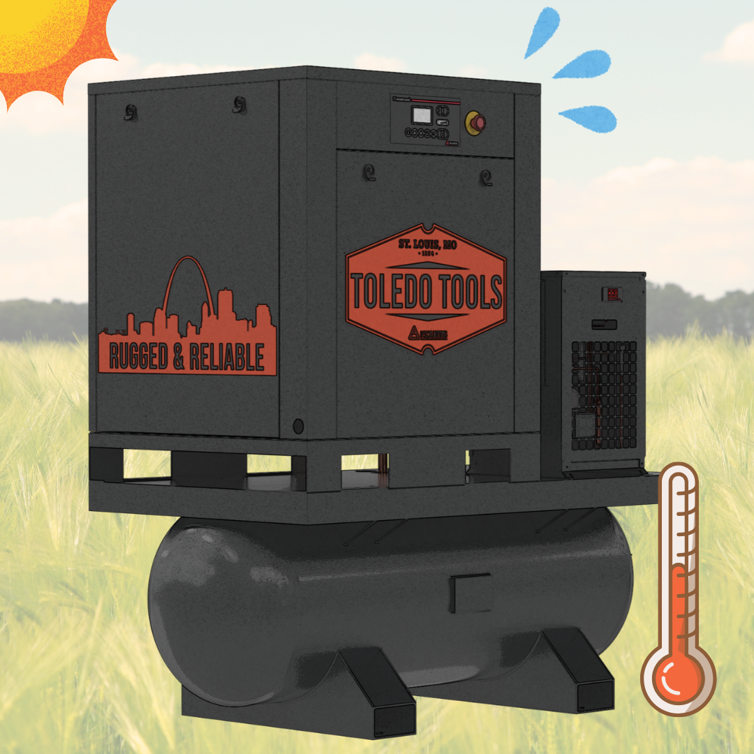 Hot air compressor, sweating in the summer heat