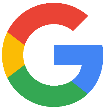 The google logo is a rainbow colored circle with the letter g in the middle.