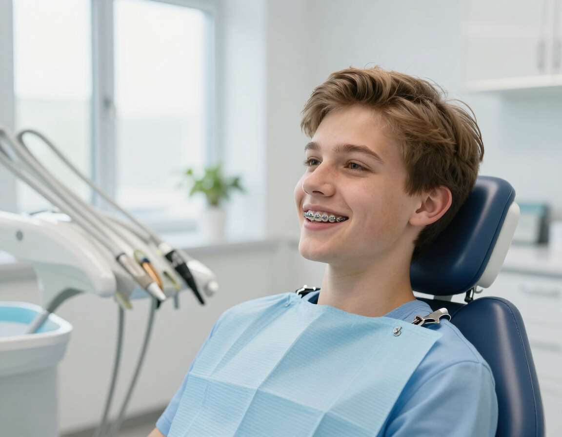 Teen patient with ceramic braces