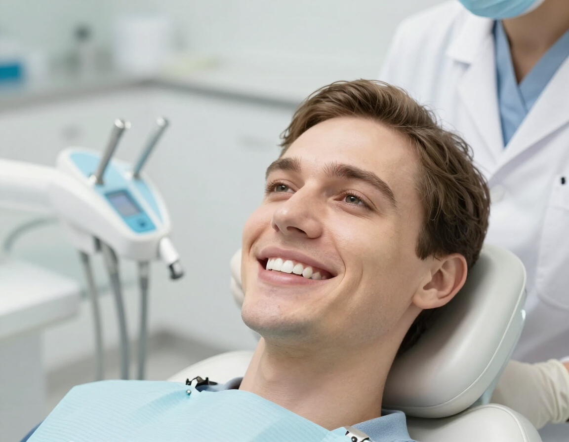 Patient smiling after teeth whitening