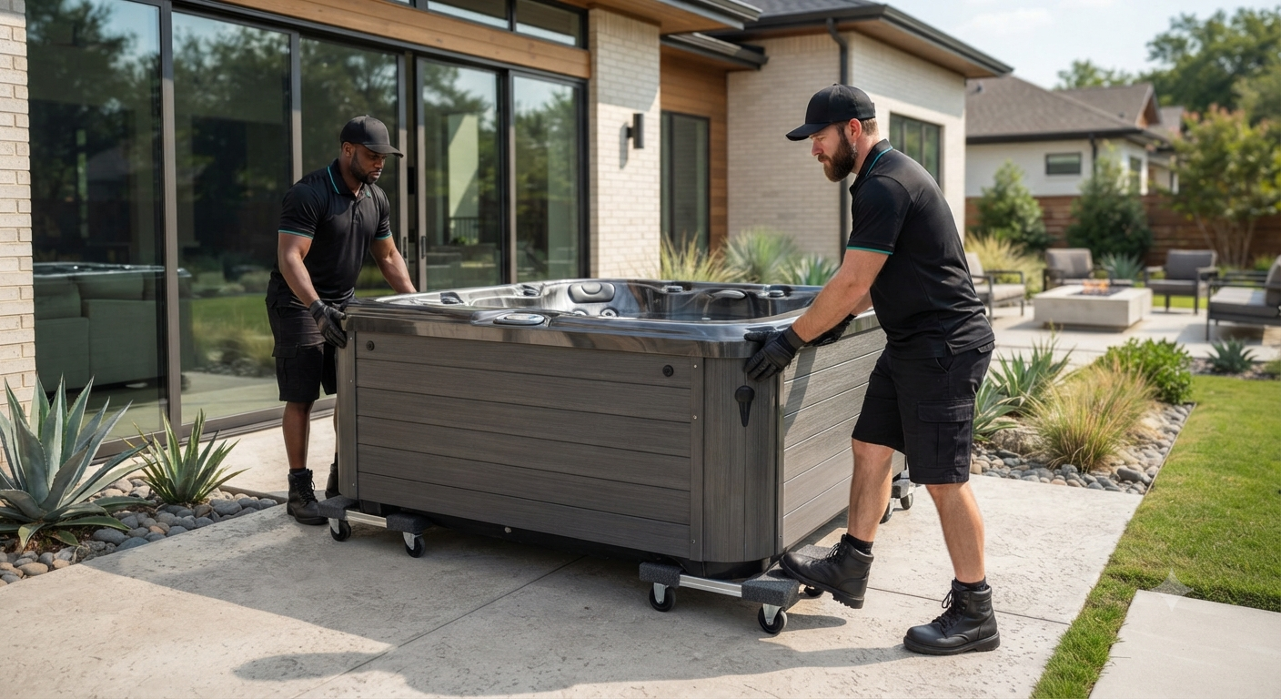 Spa installation beside an outdoor entertainment area