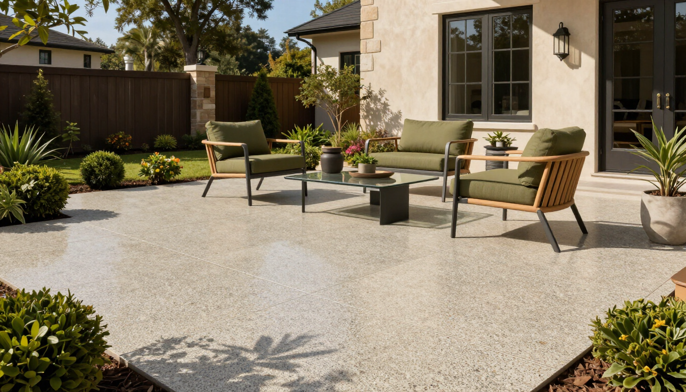 Decorative flake outdoor patio coating in Greenville, SC