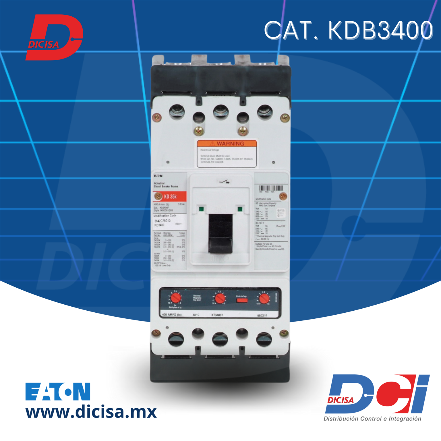 Interruptor KDB3400 Eaton, Cutler Hammer