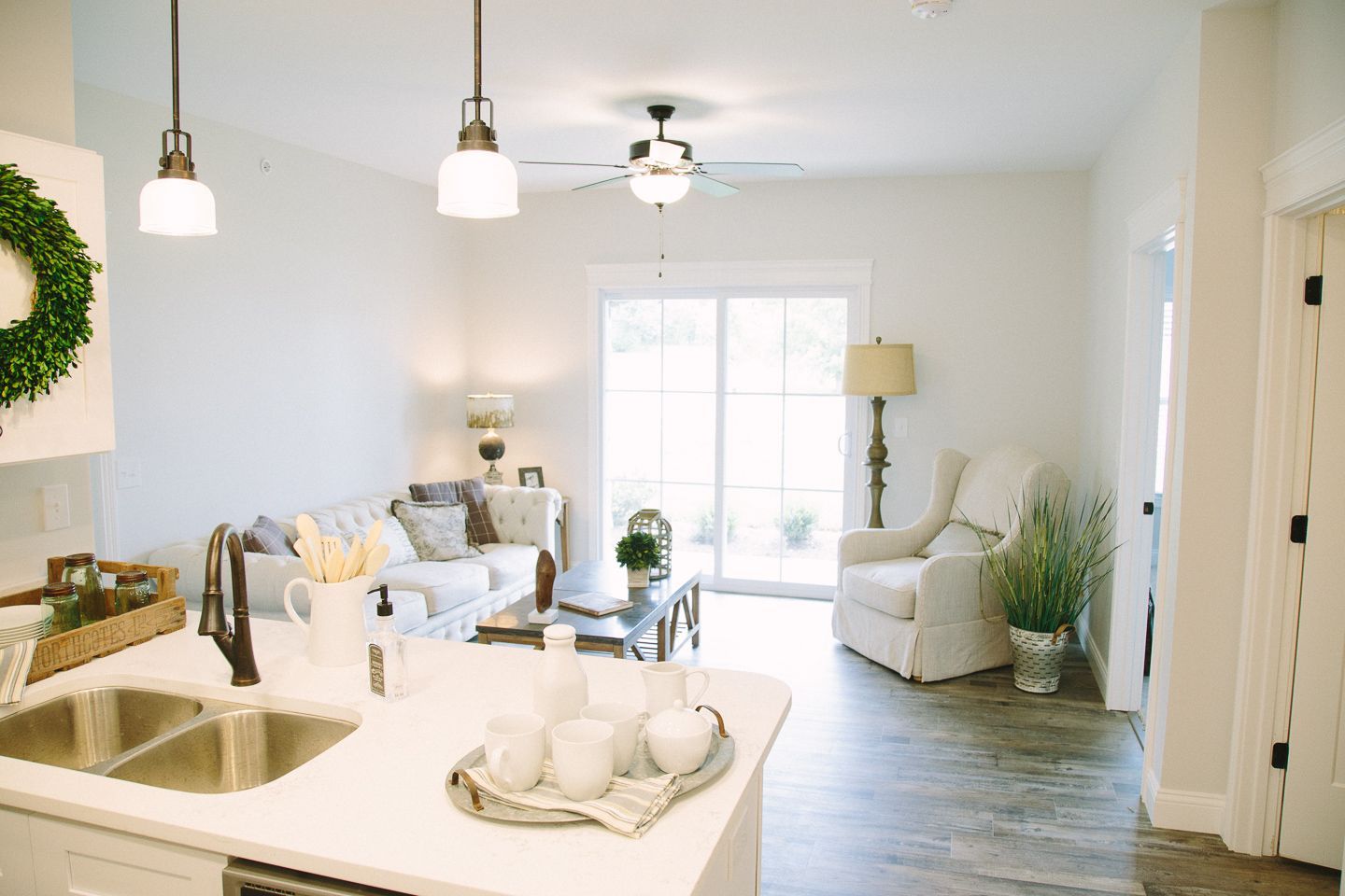 Photo of a living area seen from a kitchen