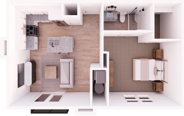1x1 Floor Plan C