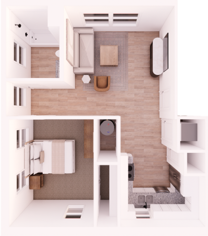 1x1 Floor Plan D