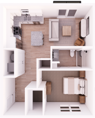 1x1 Floor Plan E