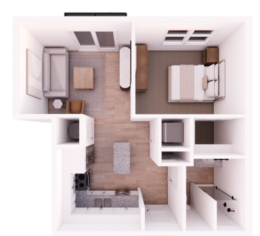 1x1 Floor Plan B