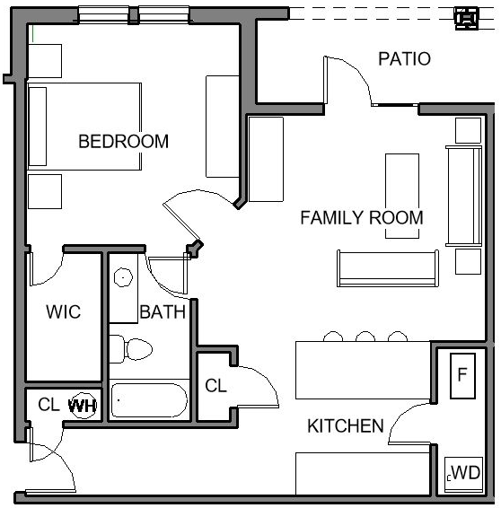 1 Bedroom XL Floor Plan
