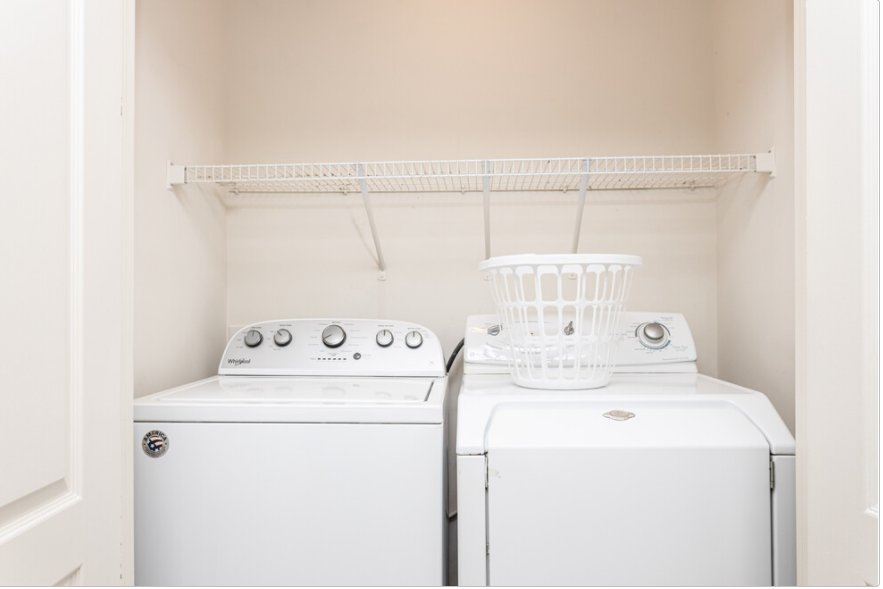 Photo of a washer and dryer in a closet