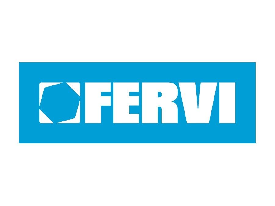 Logo FERVI in bianco su sfondo rettangolare blu.