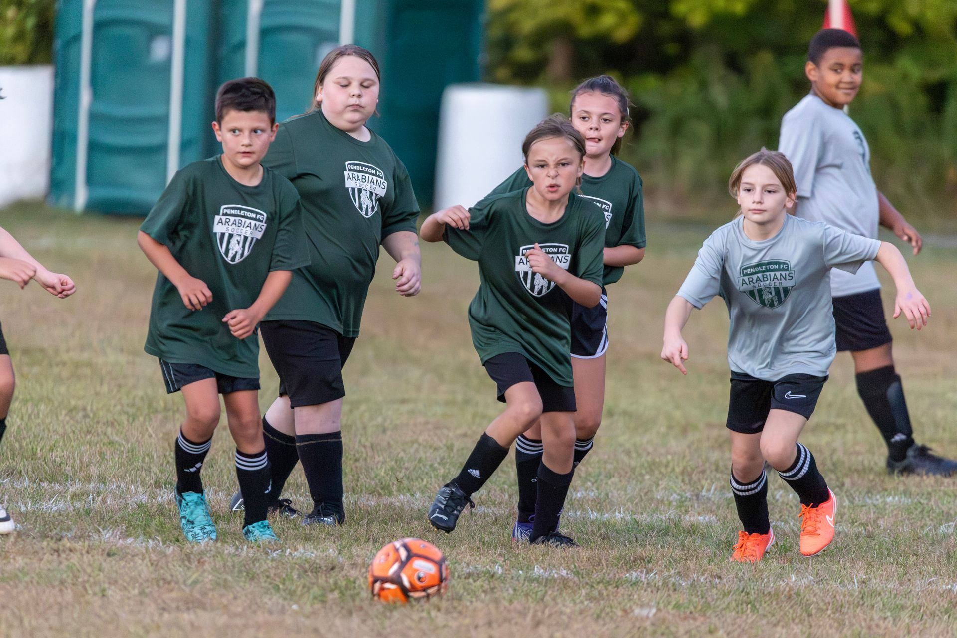Children playing soccer for Pendleton FC
