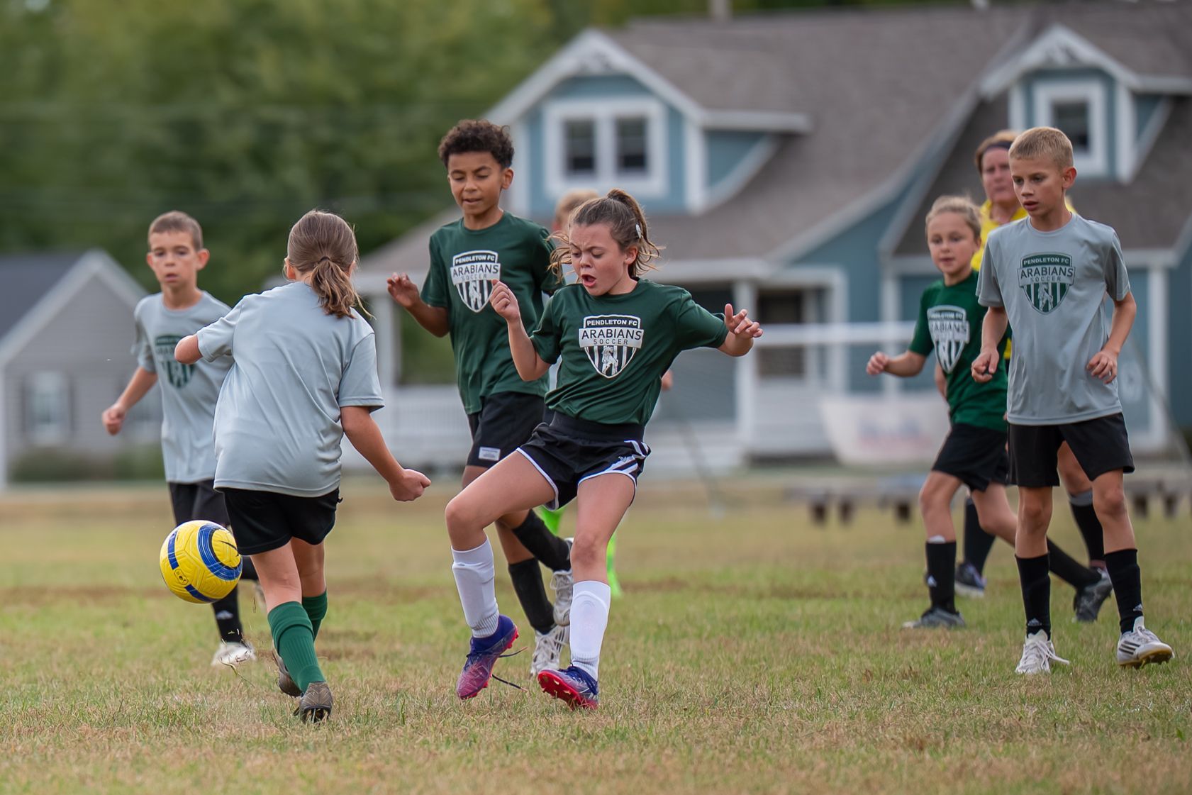 Children playing soccer for Pendleton FC