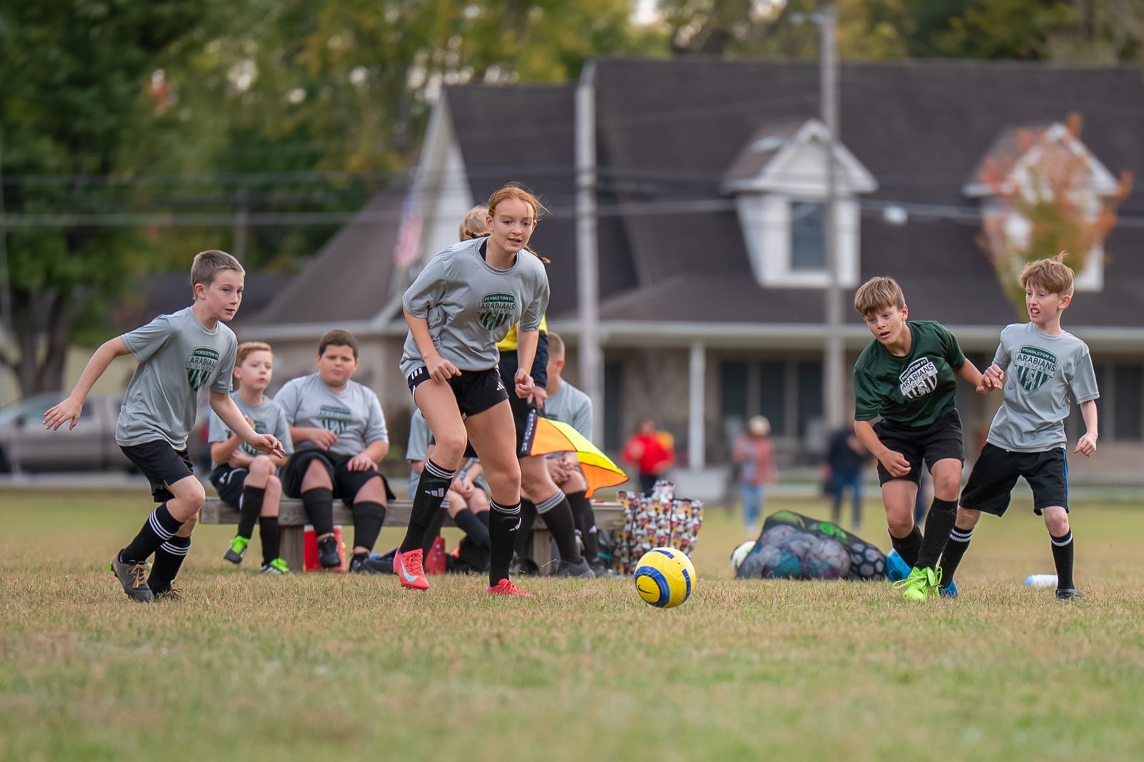 Pendleton FC soccer players on a field