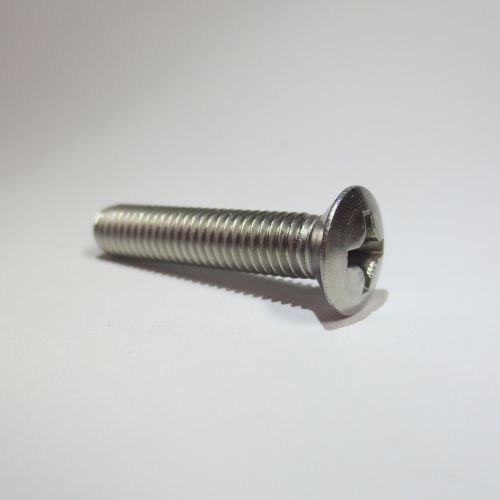 DIN 966 ~ISO 7047: Linsensenkschraube mit Kreuzschlitz Form H
M 2,5 - M 8
in Stahl vernickelt und verzinkt, Messing blank und vernickelt,   Edelstahl A2 und A4