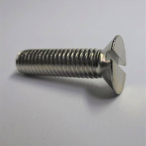 DIN 963 - ISO 2009: Senkschrauben mit metrischem Gewinde und Schlitz, M 1 - M 16, 
in Stahl (4.8, 5.8, 8.8) blank oder verzinkt, Titan, Edelstahl A2 und A4, Messing (auch brüniert) blank oder vernickelt, Alu, Poly
(weitere Varianten auf Anfrage)