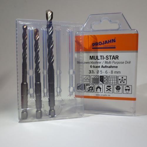 Multi-Star bohrt Fliese, Ziegel, Metall, Holz