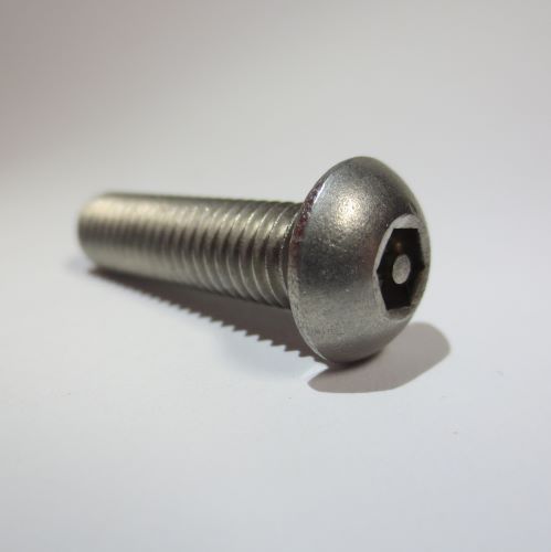 Sicherheitsschraube, ähnlich ISO 7380-1 mit ISK (auch ISR) und Zapfen
M 3 - M 8 in  Edelstahl A2