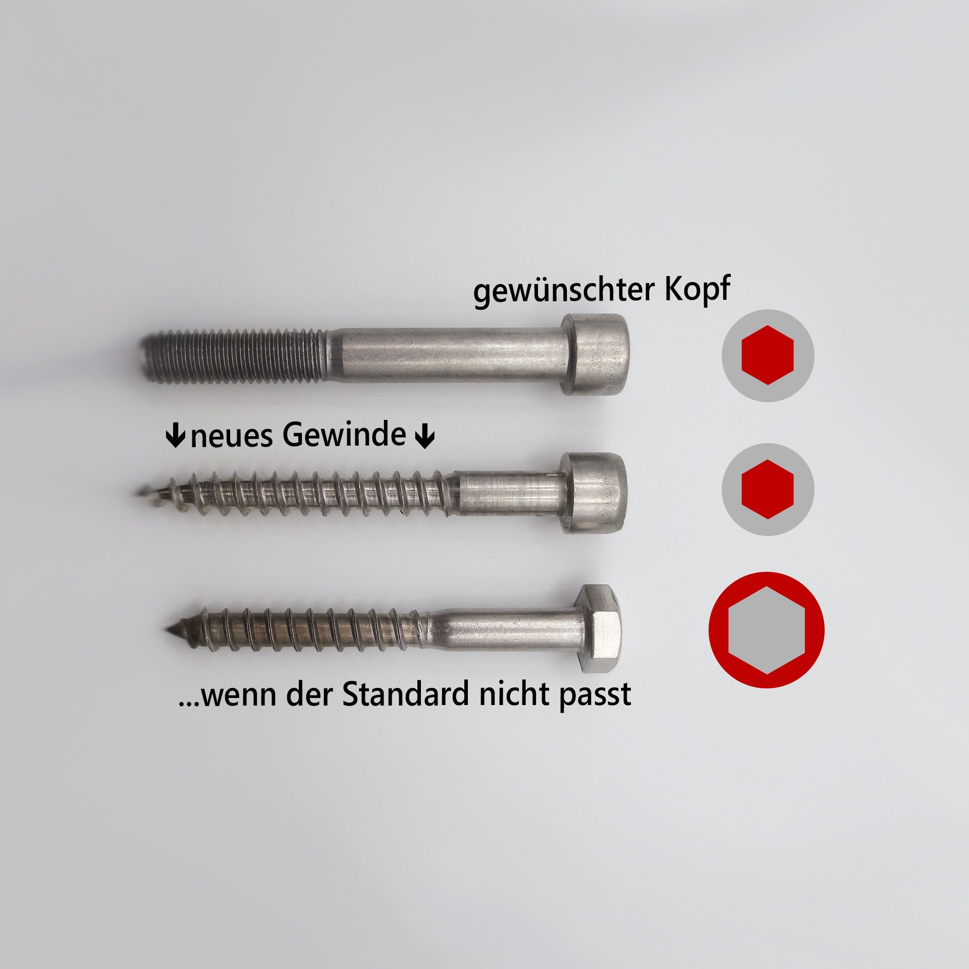 Sonderanfertigung mit Schraube mit neuem Gewinde