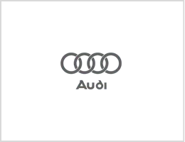 Il logo Audi, composto da quattro anelli grigi sovrapposti con la scritta 
