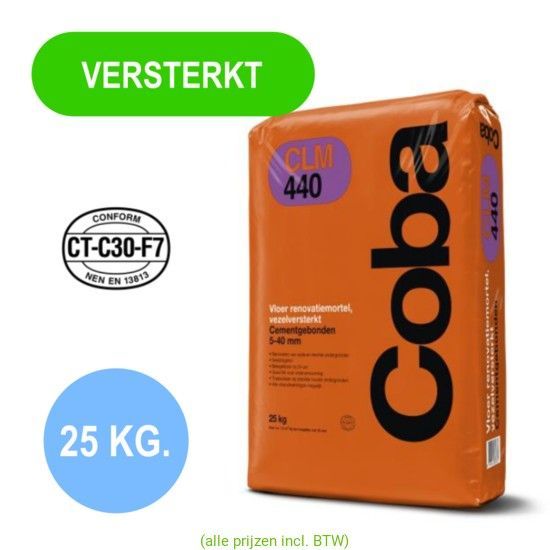 Coba CLM 440 Vloer Renovatiemortel 25KG Vezelversterkt Cementgebonden 5-40MM