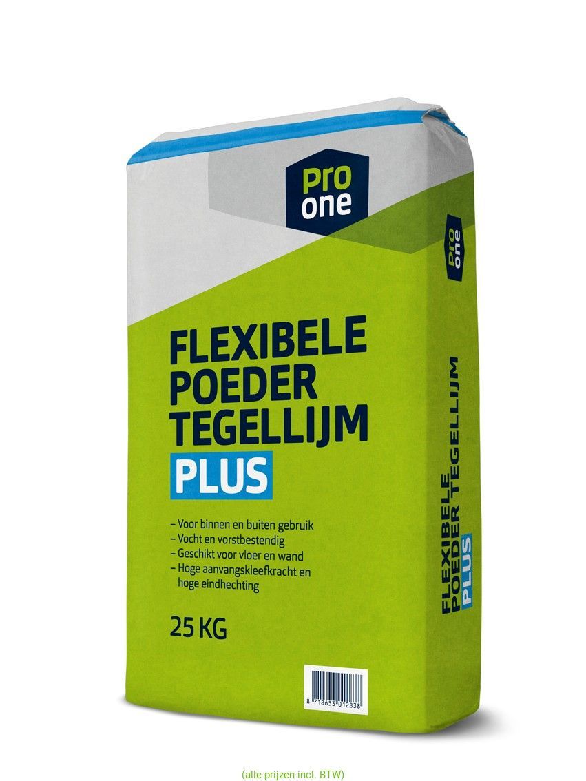 ProOne Flexibele Poedertegellijm Plus 25kg  -alleskunner-