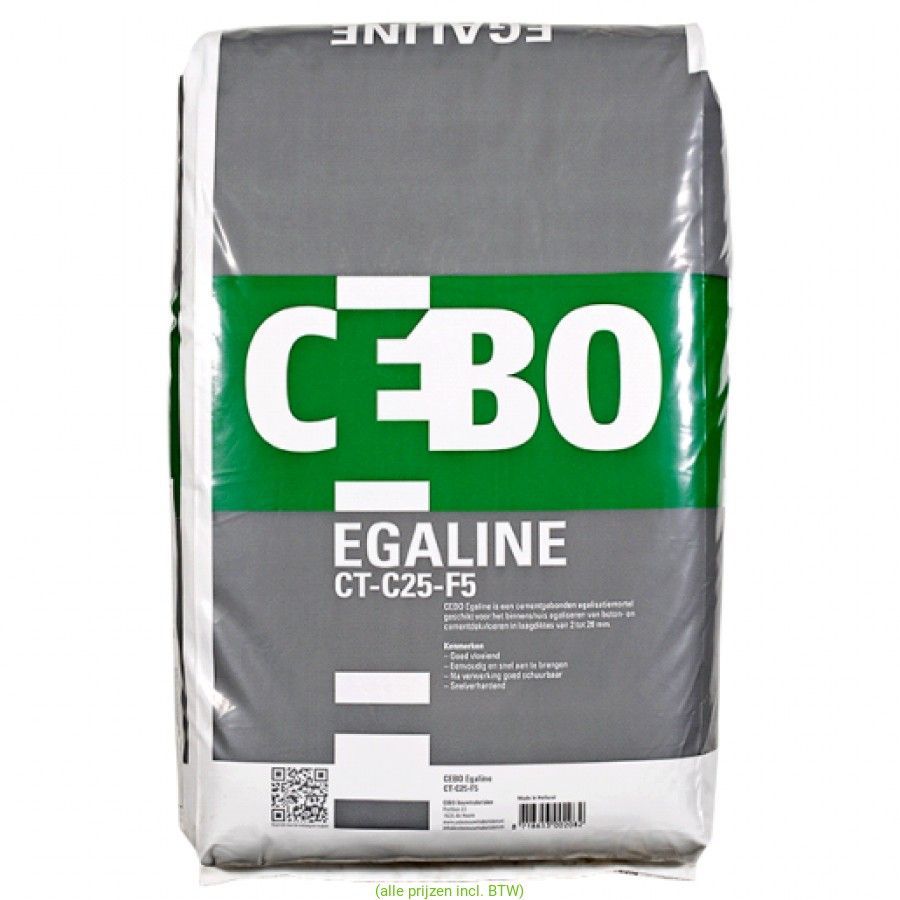 Cebo Egaline, laagdikte 2-20 mm. verpakking 23 kg.