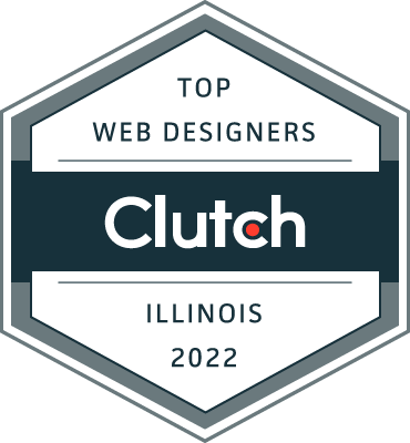 Clutch badge for Top Web Designers in Illinois, 2022, in gray, navy, and white.