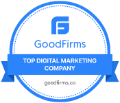 GoodFirms blue circular badge reading “Top Digital Marketing Company” with goodfirms.co logo