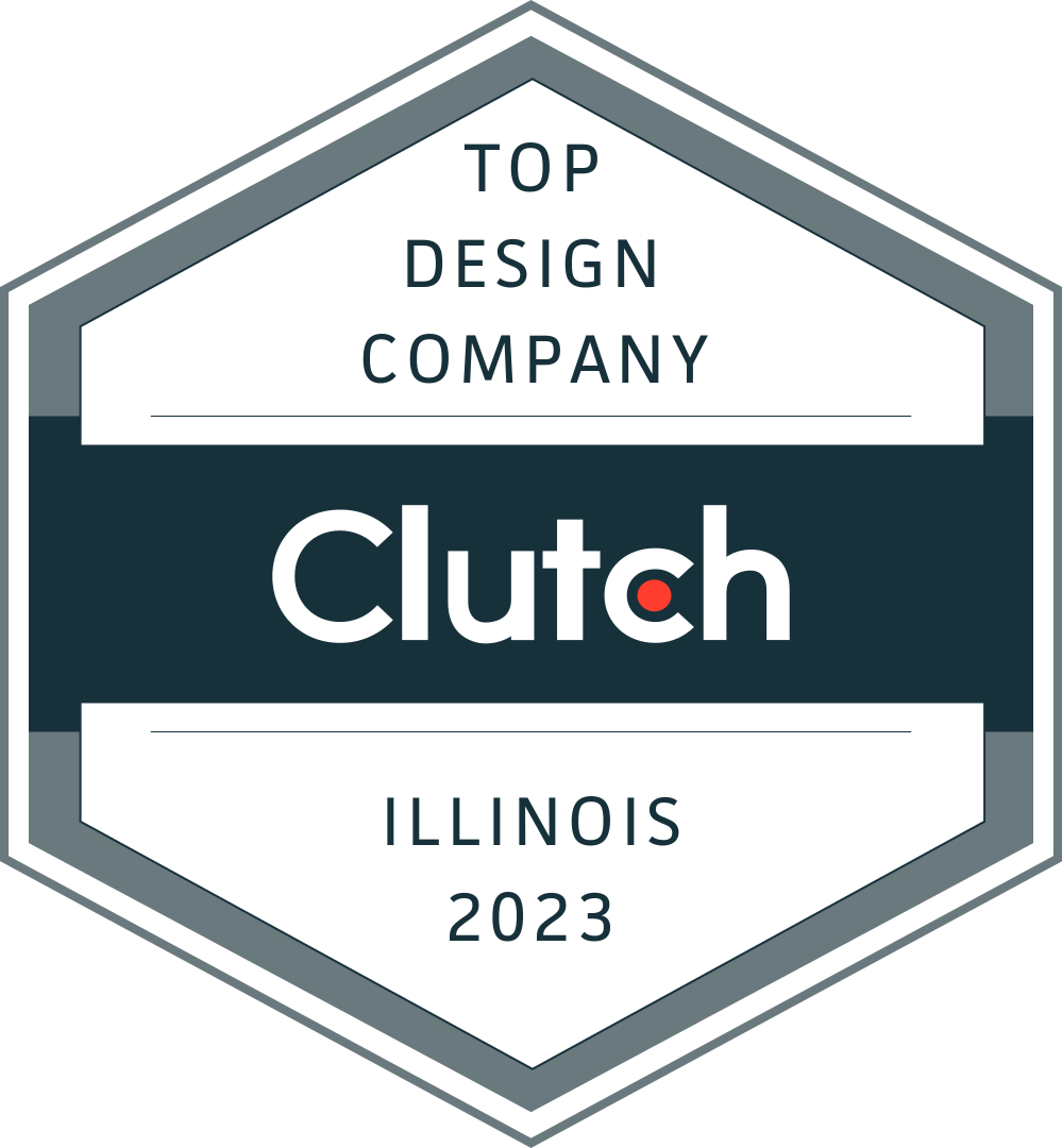 Clutch Top Design Company badge for Illinois 2023 in navy, white, and gray
