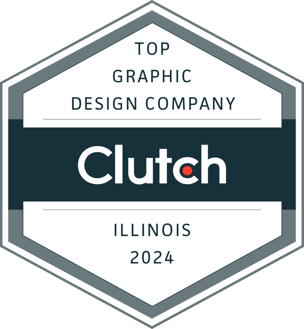 Clutch “Top Graphic Design Company” badge for Illinois 2024 in gray, white, and navy