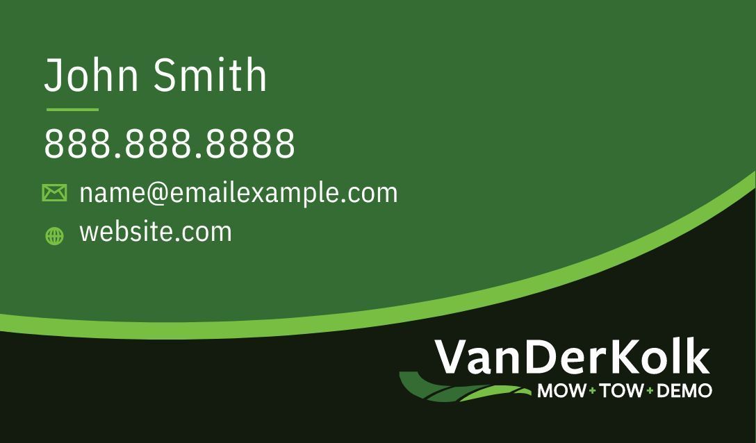 A green business card with the name john smith on it