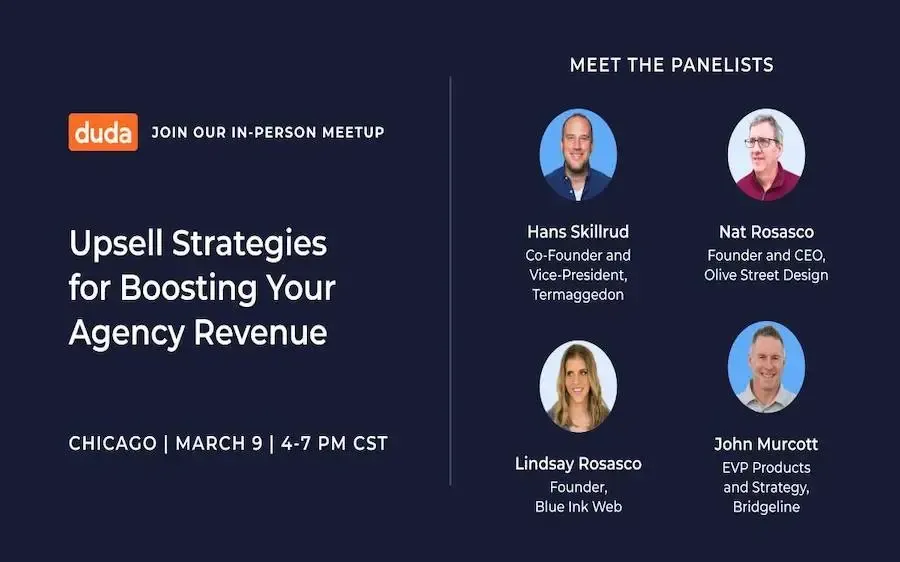 A poster for upsell strategies for boosting your agency revenue