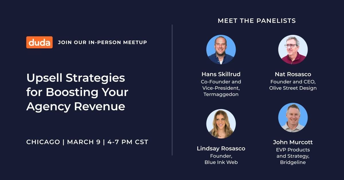 A poster for upsell strategies for boosting your agency revenue