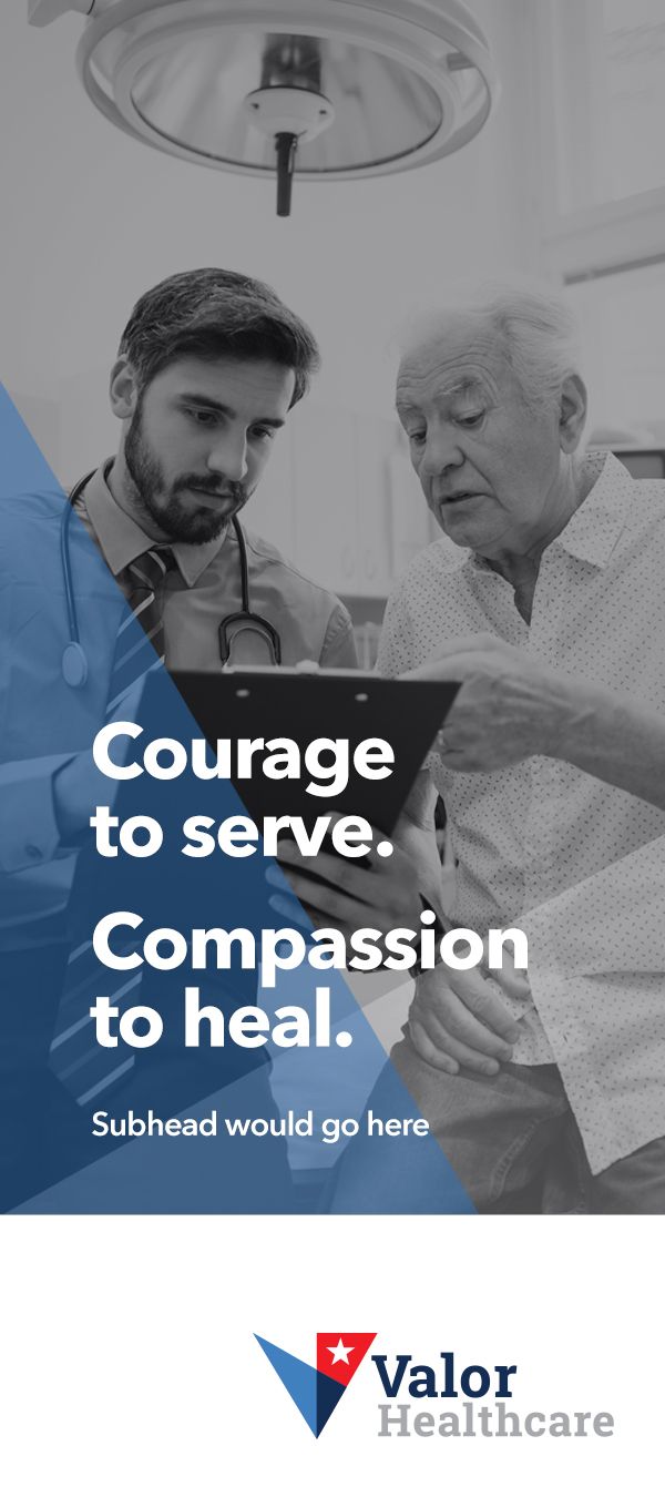 A brochure for valor healthcare says courage to serve compassion to heal.